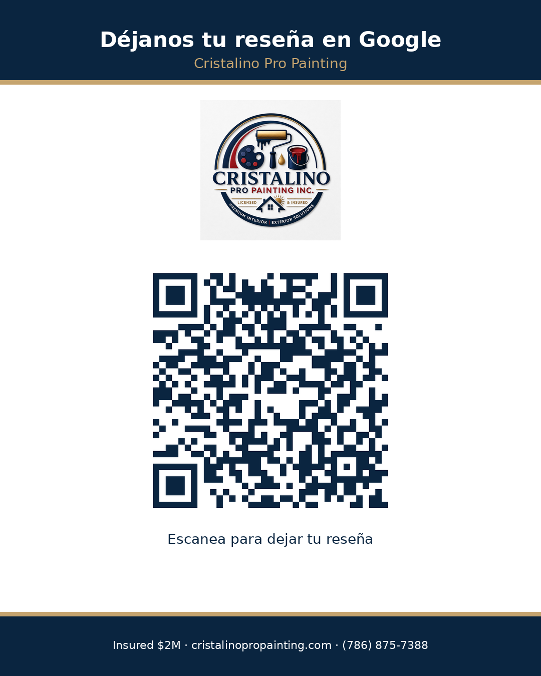 QR Google Review · Cristalino Pro Painting