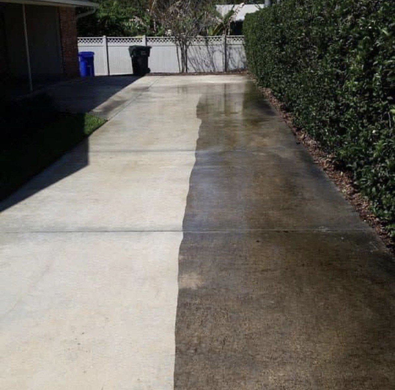 Driveway antes y después pressure wash
